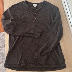 J.Crew Henley Knit Goods Slim Fit Brown Oatmeal Men’s Size Large